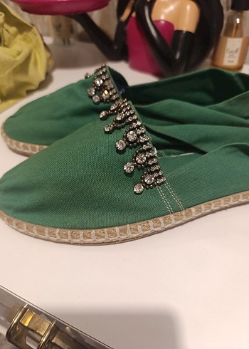 Yeşil Payetli Espadril - Görsel 2