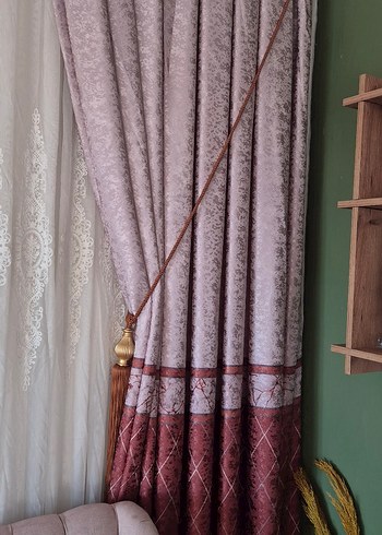 Bordo Gri Yılan Desenli Perde - Görsel 2