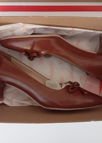 Polaris kahverengi fiyonklu topuklu ayakkabı - Görsel 6