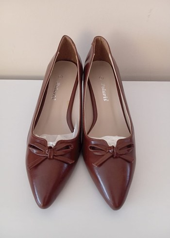 Polaris kahverengi fiyonklu topuklu ayakkabı - Görsel 2