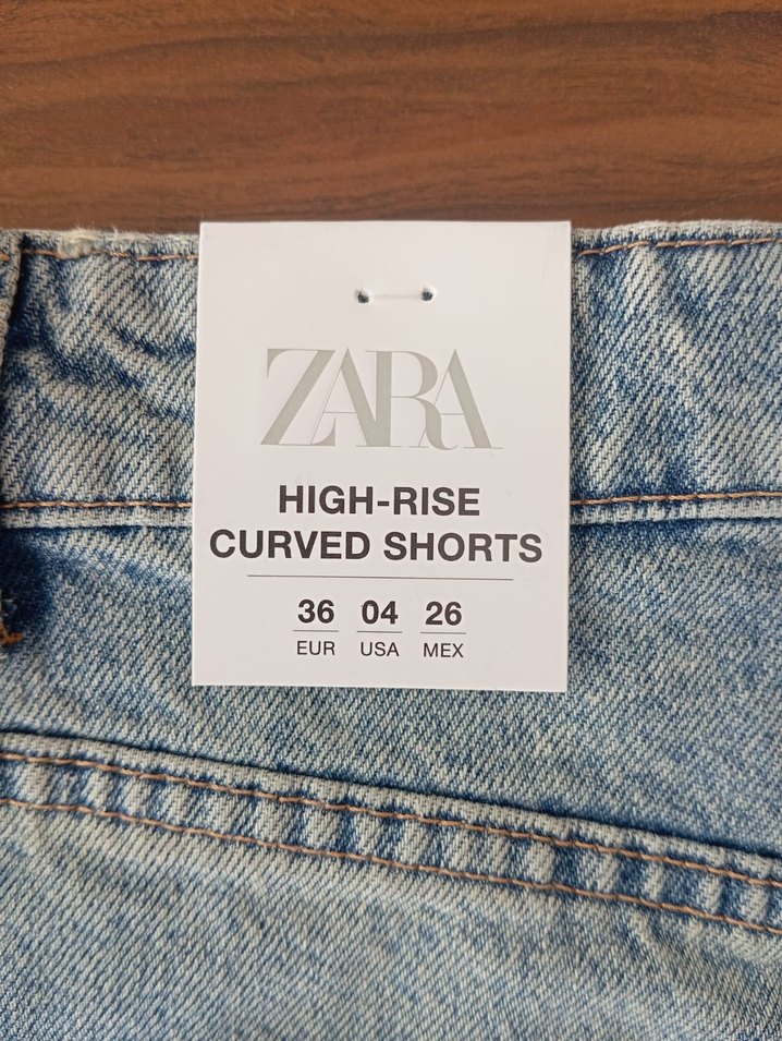 Zara açık mavi kot şort - Görsel 5