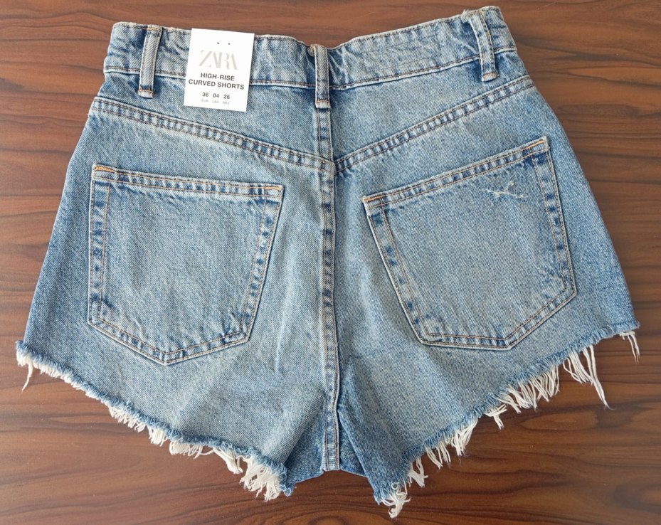 Zara açık mavi kot şort - Görsel 2