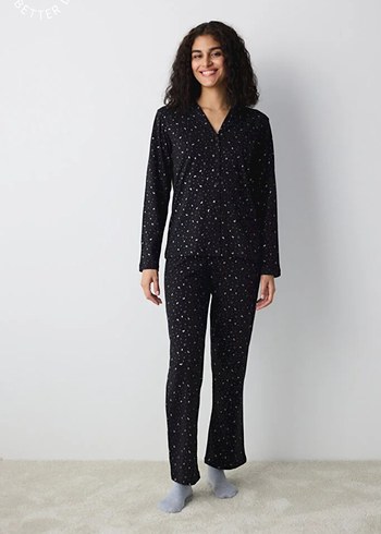 Penti Yıldız Desenli Siyah Pijama Takımı - Görsel 5