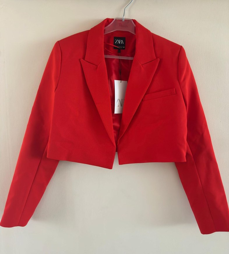 Zara Kırmızı Crop Blazer Ceket - Görsel 2