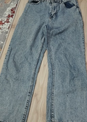 Düğmeli Gri Mavi Midi Kadın Kot Pantolon - Görsel 2