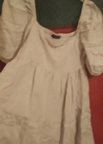 Bej Keten Mini Bohem Elbise - Görsel 3