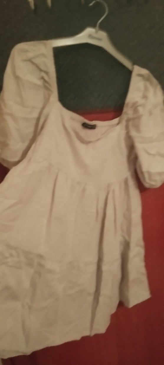 Bej Keten Mini Bohem Elbise - Görsel 3