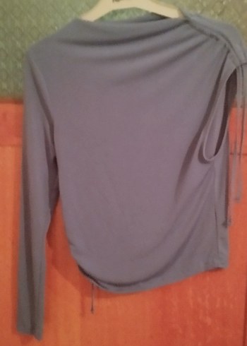 Mavi Drapeli Uzun Kollu Kadın Bluz - Görsel 3