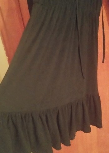 koyu yeşil Uzun Kollu V Yakalı Kadın Tunik - Görsel 3