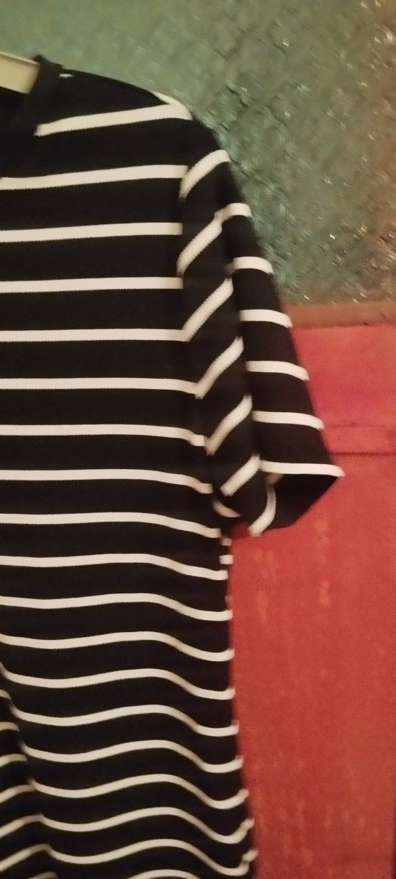 Kısa Kollu Siyah Çizgili Midi Elbise - Görsel 3