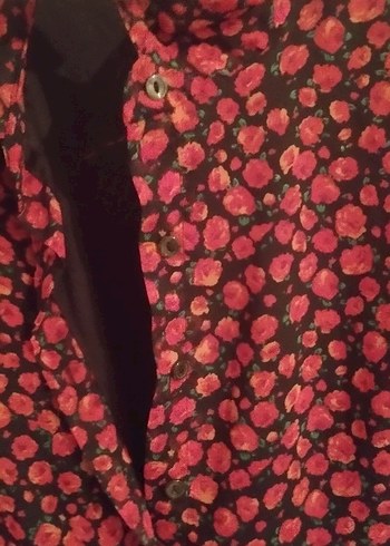 Bordo Bohem Uzun Elbise V Yaka Düğmeli - Görsel 2