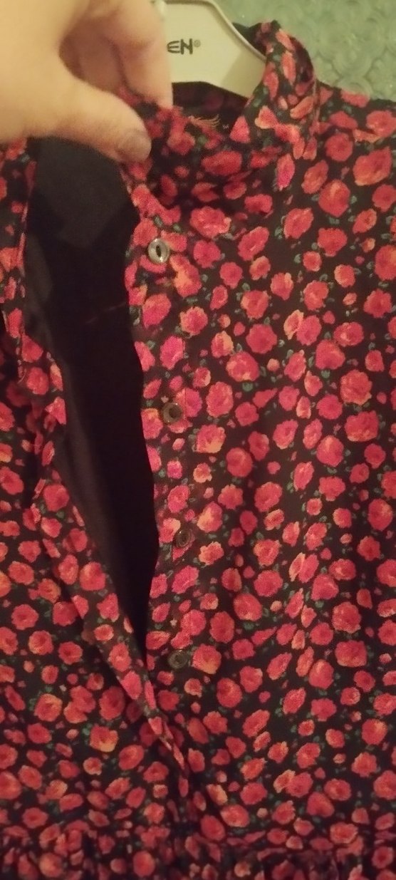 Bordo Bohem Uzun Elbise V Yaka Düğmeli - Görsel 2