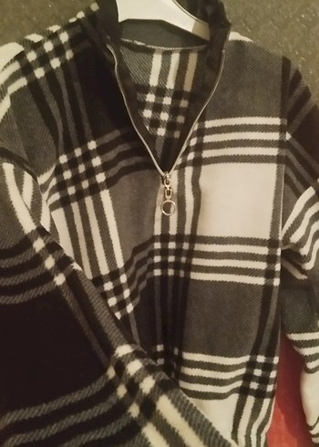 Gri Ekose Fermuarlı kazak - Görsel 4