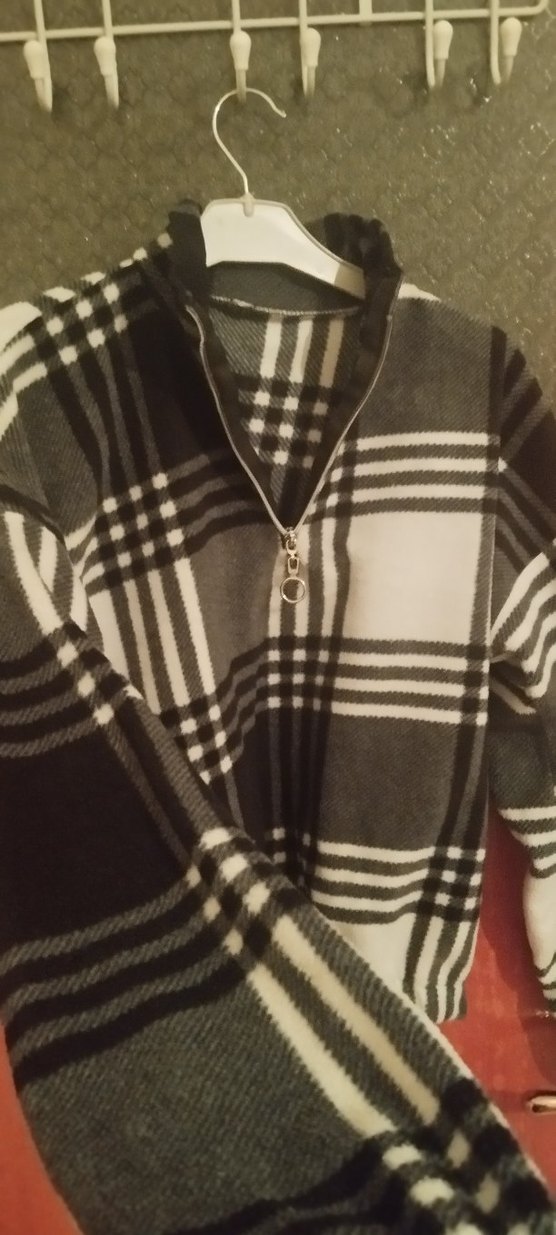 Gri Ekose Fermuarlı kazak - Görsel 4