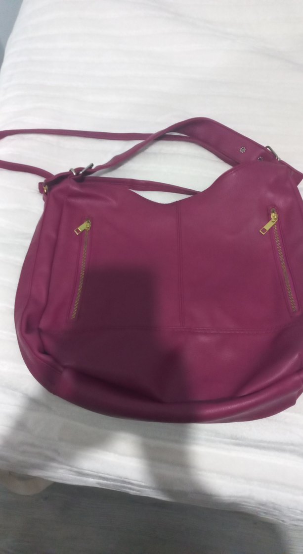 Mor Deri Kadın Çantası Fermuarlı - Görsel 2