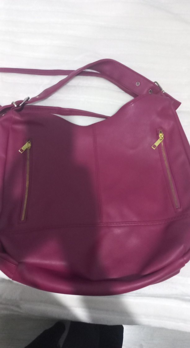Mor Deri Kadın Çantası Fermuarlı - Görsel 3