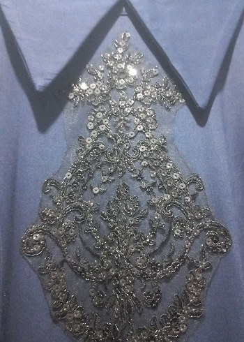 Gri Nakışlı Zincir Detaylı Uzun Kollu Bluz - Görsel 5