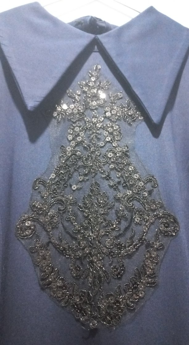 Gri Nakışlı Zincir Detaylı Uzun Kollu Bluz - Görsel 5