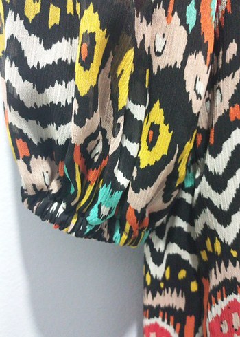 Renkli Bohem Uzun Kollu Kadın Elbise - Görsel 3