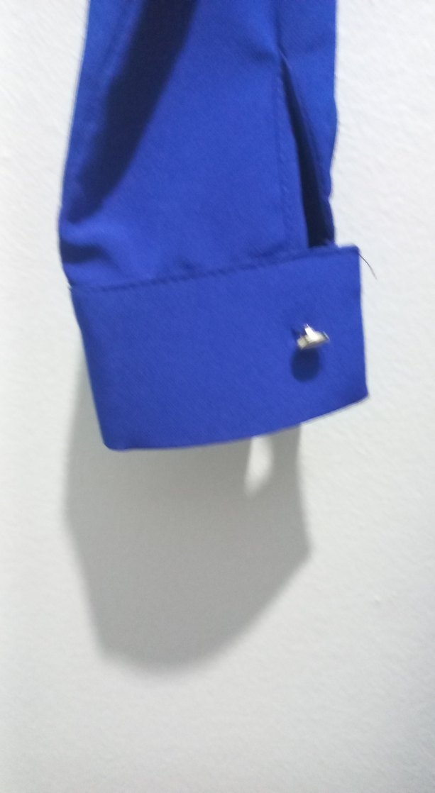 Mavi Uzun Kollu V Yaka Uzun Elbise - Görsel 3