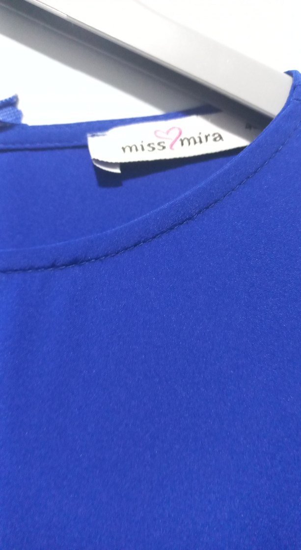 Mavi Uzun Kollu V Yaka Uzun Elbise - Görsel 2