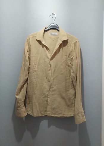 Bej Keten Erkek Gömlek - Görsel 6