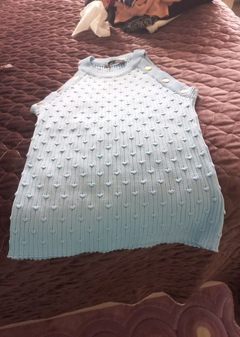 Beyaz Triko Kolsuz Midi Kazak - Görsel 3