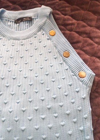 Beyaz Triko Kolsuz Midi Kazak - Görsel 4