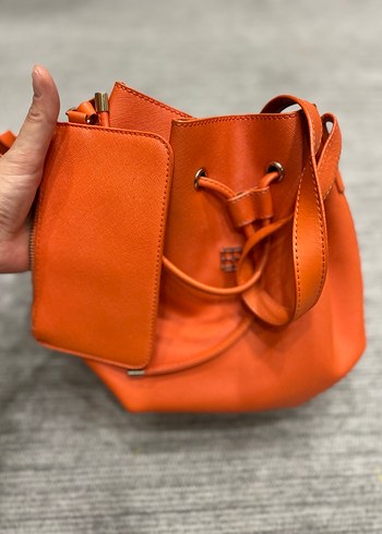 Turuncu Deri Kadın Omuz Çantası - Görsel 2