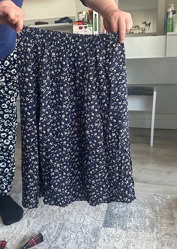 Düğmeli Lacivert  Midi Etek - Görsel 3