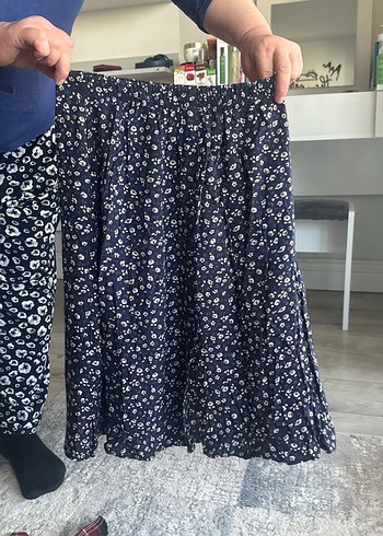 Düğmeli Lacivert  Midi Etek - Görsel 2