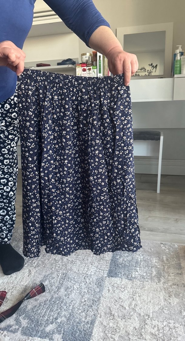 Düğmeli Lacivert  Midi Etek - Görsel 3