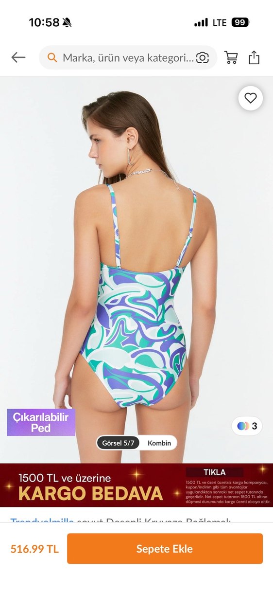 Bohem Çok Renkli Drapeli Uzun Mayo - Görsel 4