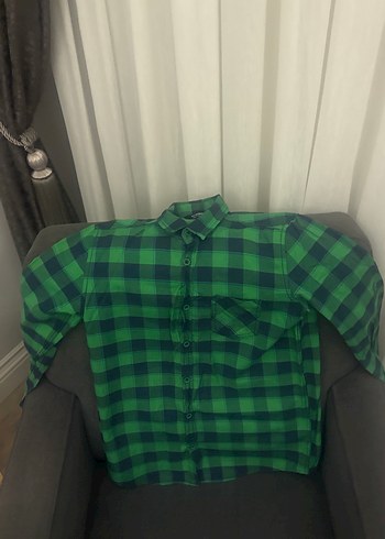 Çocuk erkek Düğmeli Yeşil Kareli Uzun Kollu Gömlek - Görsel 4