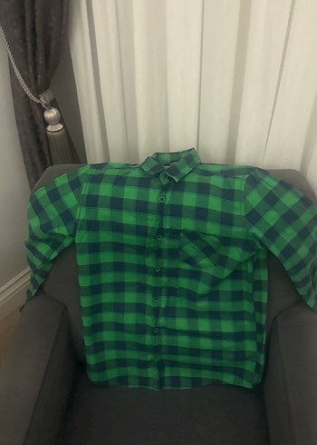 Çocuk erkek Düğmeli Yeşil Kareli Uzun Kollu Gömlek - Görsel 3