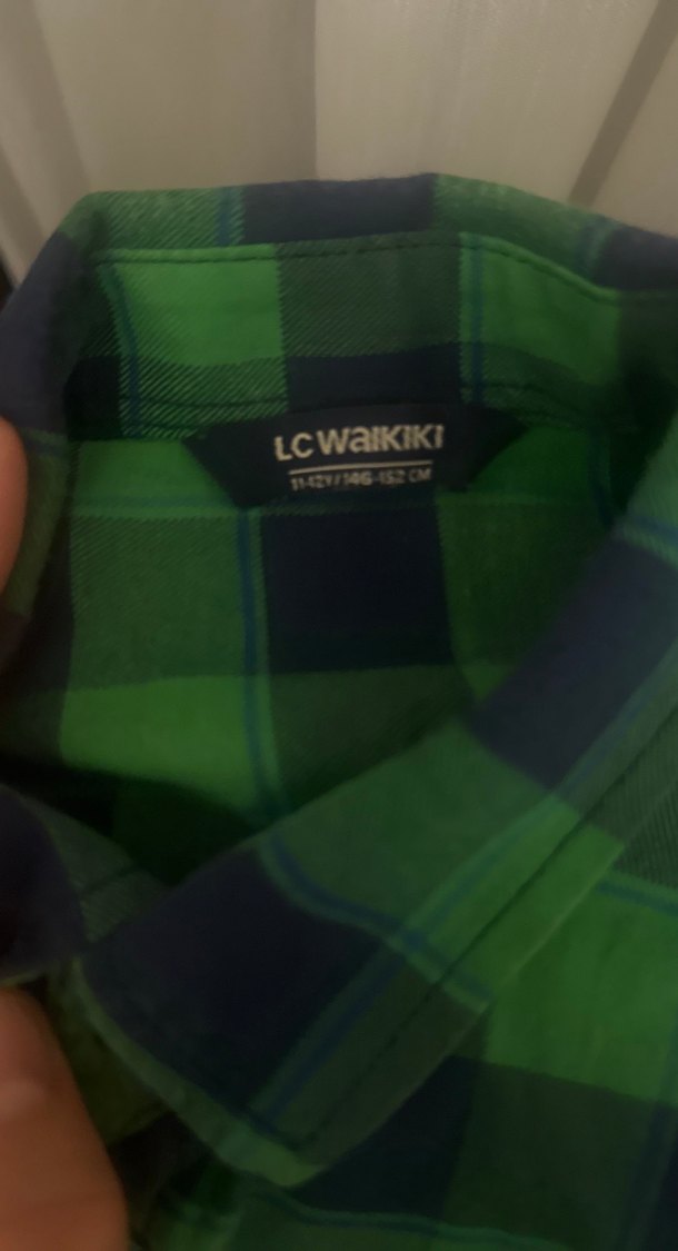 Çocuk erkek Düğmeli Yeşil Kareli Uzun Kollu Gömlek - Görsel 2