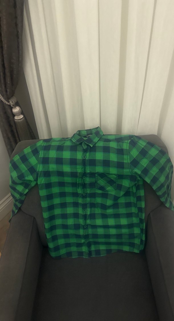 Çocuk erkek Düğmeli Yeşil Kareli Uzun Kollu Gömlek - Görsel 4