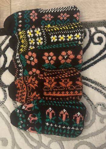 Çeyizlik Renkli Geleneksel El Örgüsü patikler 5 adet - Görsel 3