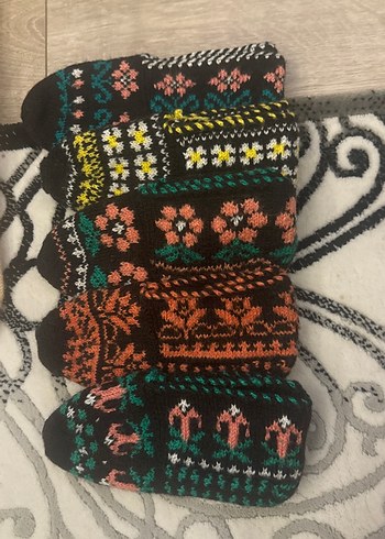 Çeyizlik Renkli Geleneksel El Örgüsü patikler 5 adet - Görsel 4