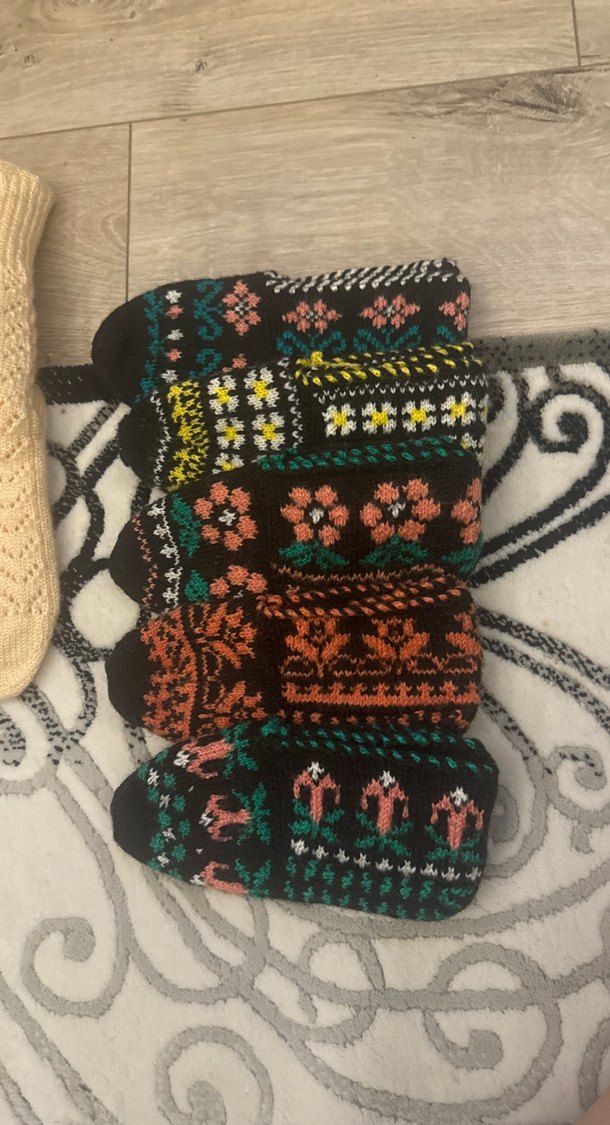 Çeyizlik Renkli Geleneksel El Örgüsü patikler 5 adet - Görsel 2