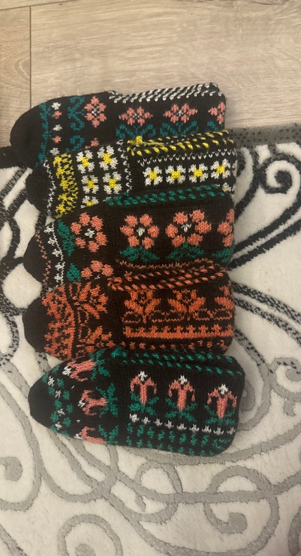 Çeyizlik Renkli Geleneksel El Örgüsü patikler 5 adet - Görsel 3