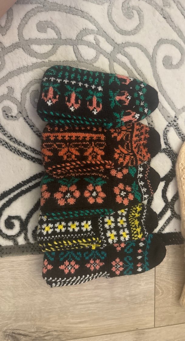 Çeyizlik Renkli Geleneksel El Örgüsü patikler 5 adet - Görsel 5