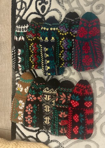 Çeyizlik Renkli Geleneksel Örgü El Yapımı patikler 10 lu - Görsel 3