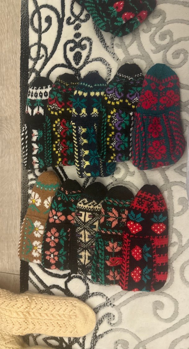 Çeyizlik Renkli Geleneksel Örgü El Yapımı patikler 10 lu - Görsel 3