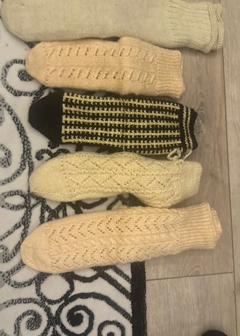 Kadın çeyizlik el örgüsü Örme Çorap Seti - Görsel 3