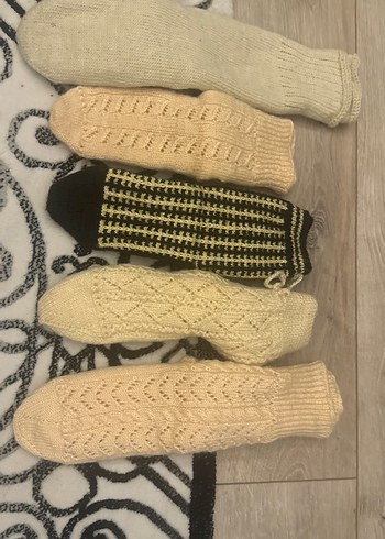 Kadın çeyizlik el örgüsü Örme Çorap Seti - Görsel 2
