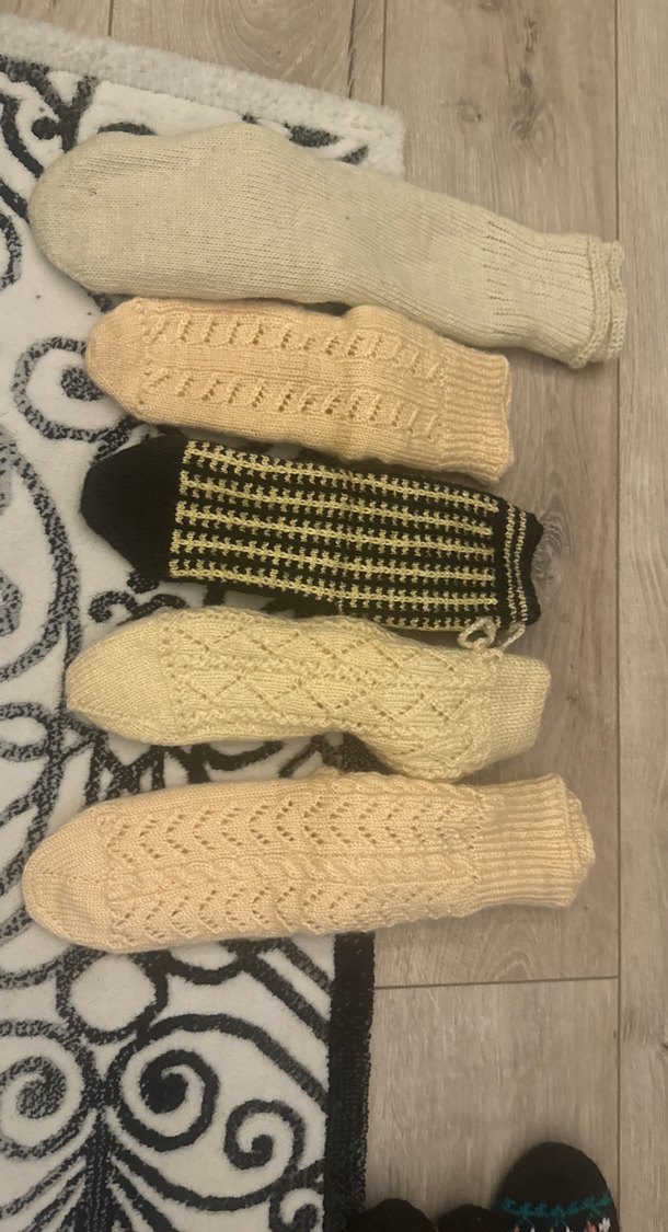 Kadın çeyizlik el örgüsü Örme Çorap Seti - Görsel 2