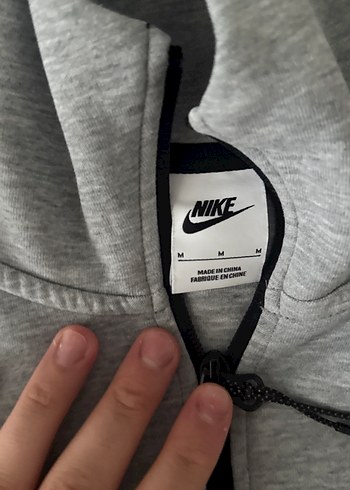 Orijinal Gri Nike Fermuarlı Kapüşonlu kadın tech - Görsel 3