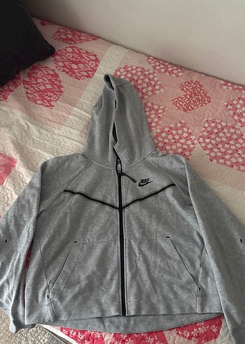 Orijinal Gri Nike Fermuarlı Kapüşonlu kadın tech - Görsel 2