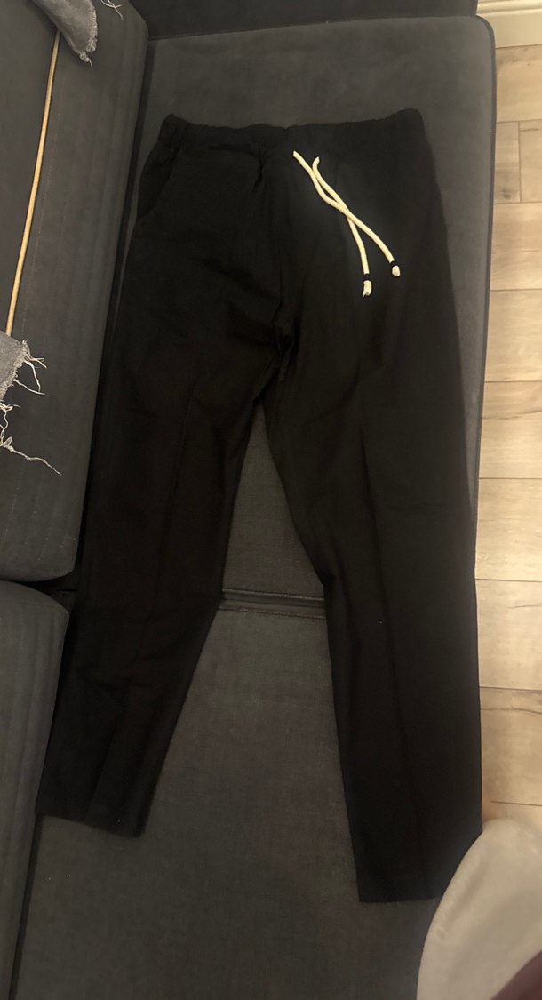 Siyah Rahat Kesim Erkek keten pantolon - Görsel 3